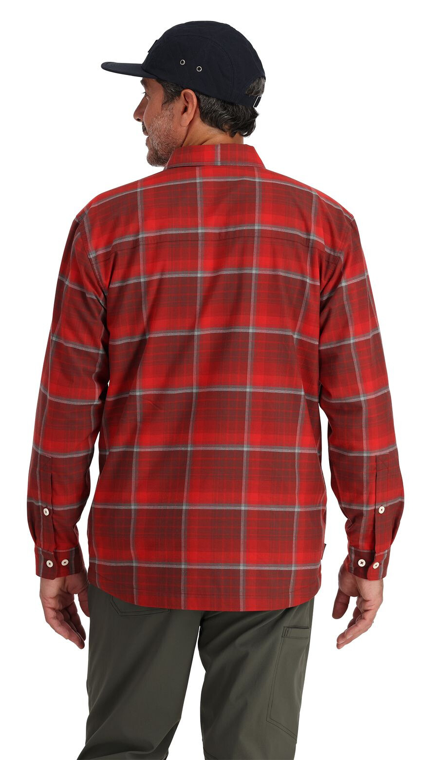 Fishing Shirt Simms Coldweather Cutty Red Asym Ombre Plaid