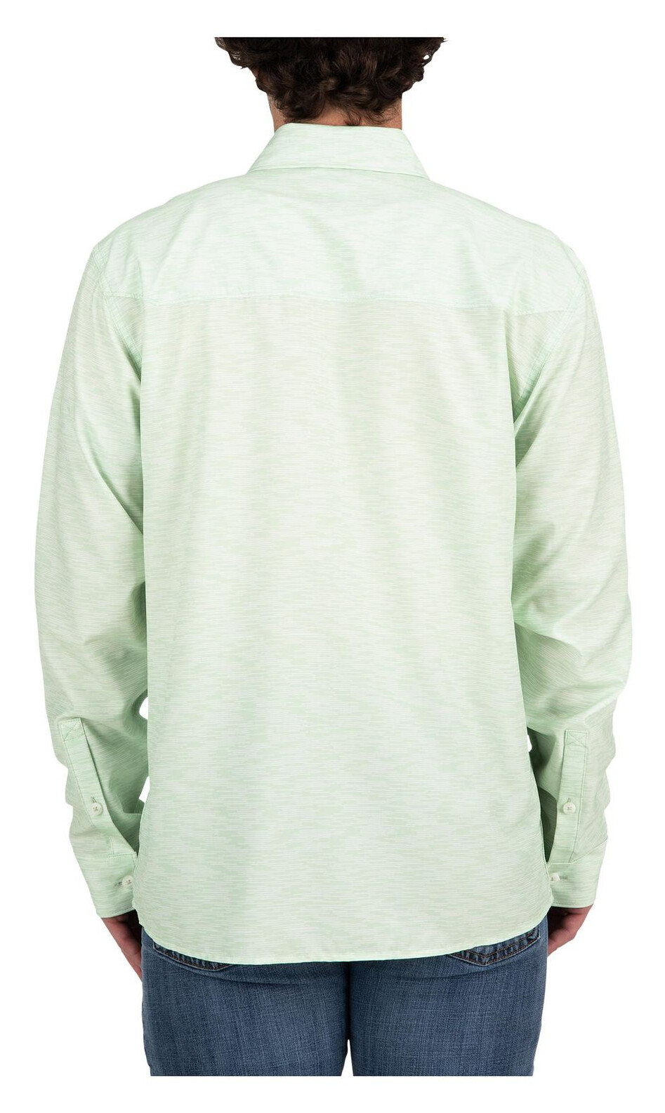 Fishing Shirt Simms Double Haul Light Green Texture Wave Print 