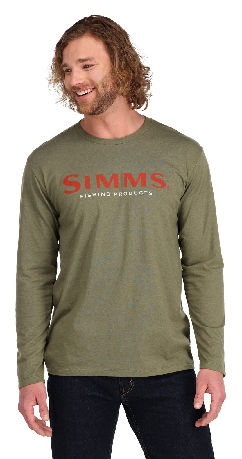 Fishing LS Shirt Simms Logo Military Heather | CzechNymph.com