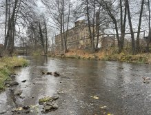 Svatava by the footbridge at the spinning mill in Svatava