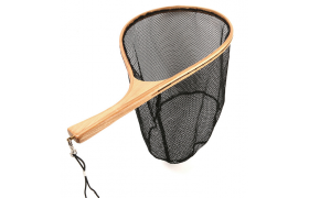HobbyLane Mounchain Fly Fishing Net wooden handl Landing Soft Rubber Mesh  Trout fish Catch and Release Fishing Net Black